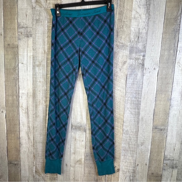 2-Pc Victoria’s Secret Plaid Thermal Cotton Pj’s Long Sleeve Crewneck Pj’s - Picture 3 of 10